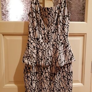bar III Abstract Print Peplum Dress